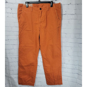 Billy Reid Jack Chino Pants 100% Cotton Sz 36 Made In The USA Orange Flat Front